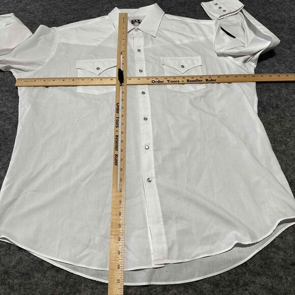 Ely Cattleman Shirt Mens 17.5/36 White Pearl Snap Long Sleeve‎ Western Cowboy - Picture 3 of 11